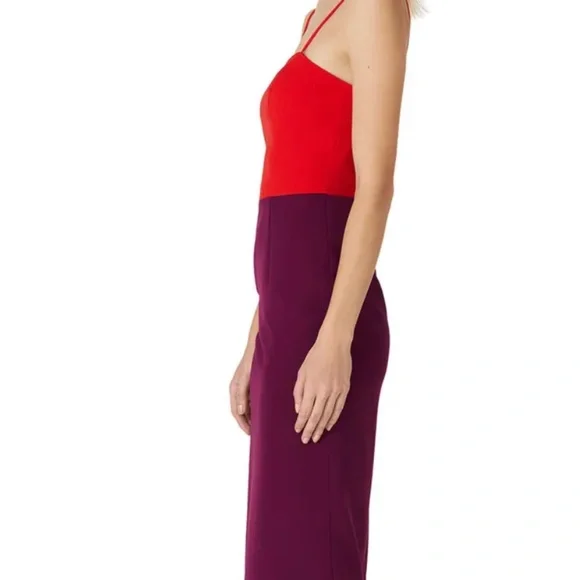Milly Cady Two Tone Pencil Dress, Red Purple - Picture 4 of 4